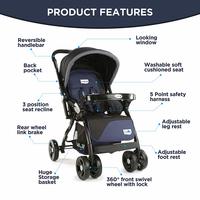 Buy LuvLap Galaxy Stroller/Pram, Extra Large Seating Space, Easy Fold, for Newborn Baby/Kids, 0-3 Years (Navy/Black) for 5247