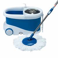 Gala Jet Spin mop with stainless steel wringer, jumbo wheels and 2 refills (White and Blue)

