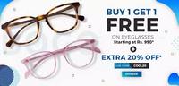 Coolwinks Buy 1 Get 1 free on Eyeglasses + Extra 20% off 