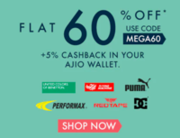 Epic Blowout Sale (27th - 1march) : Flat 60% off + 5% Cashback in your Ajio Wallet
