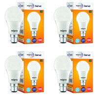 Wipro Garnet Base B22 10-Watt LED Bulb (Pack of 4, White)