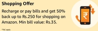 Recharge/Pay Bill with min 35 and Unlock shopping offer 50% upto 250(User Specific)