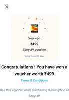Paytm:- Send 50 or more other UPI and Sony Liv 1 Year Membership worth 499 for free this Month(User Specific)