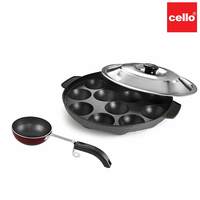 Cello Non-Stick 12 Cavity Appam Patra Kaan & Tadka Pan Cookware Set (Aluminium, 2 - Piece)