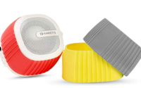 Amkette Trubeats Pixie Portable Mini Bluetooth Speaker with Mic and Multi Color Swappable Silicone Sleeves (White)