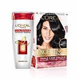 L'Oreal Paris Excellence Creme Hair Color, 1 Black, 72ml+100g With Free Total Repair 5 Shampoo