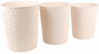 Miamour Set of 3 Plastic Dustbins, 12, 9, 6 Litres, Beige