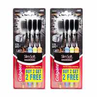(Back Again) Colgate Slim Soft Charcoal Toothbrush (Buy 2 Get 2 Free) - 4 Pcs (Pack of 2) 