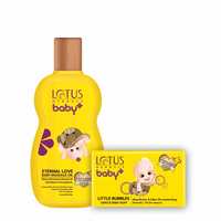 Lotus Herbals Baby+ Eternal Love Baby Massage Oil 200 ml & Little Bubbles Gentle Bathing Soap 75 gm

