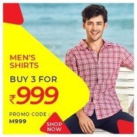 Buy 3 Men's Shirts At Rs 999 Only