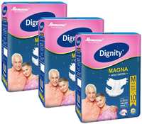 Dignity Magna Adult Diapers Medium (Waist Size 28- 45) 10 pcs Pack of 3