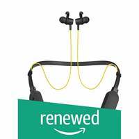 (Renewed) Nu Republic Rebop 2 in-Ear Bluetooth Neckband Earphones with Vibration Notification, 12 hrs Battery Life, Foldable Design, in-Line Controls with Mic-Yellow & Black

