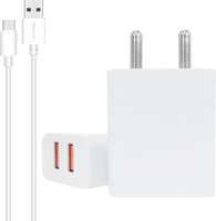 [Pre-Book] Portronics ADAPTO 488 2.4A with Dual USB Port 2.4 A Multiport Mobile Charger with Detachable Cable  (White, Cable Included)