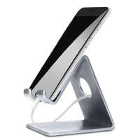 ELV Desktop Cell Phone Stand Tablet Stand, Aluminum Stand Holder for Mobile Phone (All Size) and Tablet (Up to 10.1 inch) - Silver