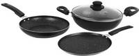 [Pre-Book] Flipkart SmartBuy Splatter Finish Cookware Set of 3 - Non Induction Bottom - Black  (Aluminium, 3 - Piece)