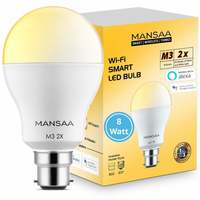 Mansaa Dual Color 8W Wi-Fi, Dimmable B22 Pin Holder Type Smart LED Bulbs for Google Home and Amazon Alexa (Silver)