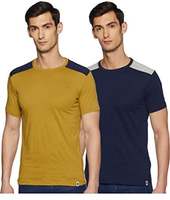 Amazon Brand - Symbol Men's Solid Regular Fit Half Sleeve Cotton T-Shirt (Combo Pack of 2)