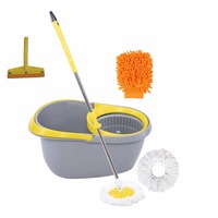 Frestol Plastic Mop +2 Refill+Rod + Wiper + Glove - Grey/Yellow Rs.682 @ Amazon