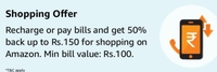 Recharge or pay bills and get 50% back up to Rs.150 for shopping (New account or User Specific)