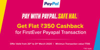 Zingoy - Flat 350 cashback on min 699 on PayPal 1st ever tranx. 