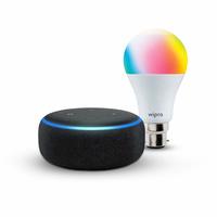 Echo Dot (Black) bundle with Wipro 9W smart color bulb Rs.3198