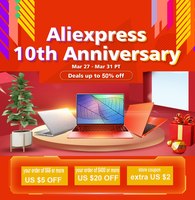 Aliexpress 10th anniversary sale Mar 27 - Mar 31 PT - up to 50% off + Extra coupon Discounts 
