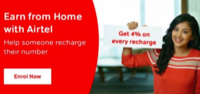 Airtel Thanks App - EARN FROM HOME - GET 4% Cashback on other Numbers recharge and Get 4 % instant discount coupon