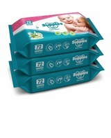 (Pantry) Supples Baby Wet Wipes with Aloe Vera and Vitamin E, 72 Wipes/Pack, (Pack of 3)