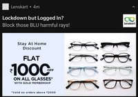 Get 1000 off on 2000/- on all glasses on Lenskart 