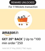Get 20% cashback on shopping on Amazon Pay when you pay on 11wickets (able to collect without any txn)