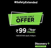 Discovery plus annual subscription at ₹99(deal valid till 16th april)