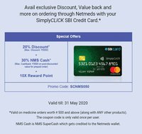 NETMEDS SBI Simply click credit card offer