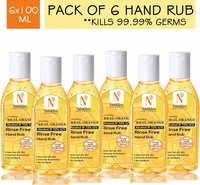 NutriGlow NATURAL'S Juicy Real Orange Portable Rinse Free Hand Rub/ Kills 99.99% Germs (Pack of 6) Hand Sanitizer Bottle  (6 x 100 ml)