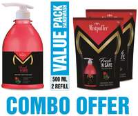 Mistpoffer Fresh N Safe Antibacterial Perfumed Liquid Handwash with Tea Tree & Rose 500 ml +2 Refill Pack 185 ml Combo Value Offer Pack of 3