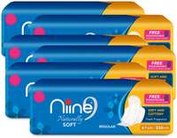 Niine Naturally Soft Regular Sanitary Pads With Free Biodegradable Disposable Bags (Pack of 6)