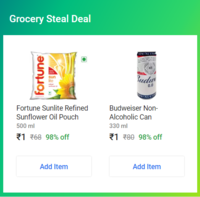 Grocery Steal Deal - 2 Items For Rs.1 Each