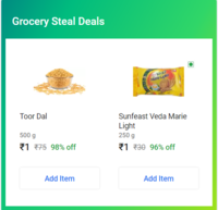 Grocery Steal Deals - 2 Items @ Rs.1 Each