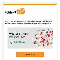 (Pharmeasy) Win Rs.50 to Rs.600 on min order Rs.500
