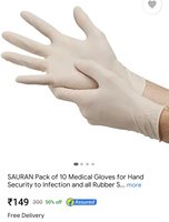  Rubber Surgical Gloves  (Pack of 10)
