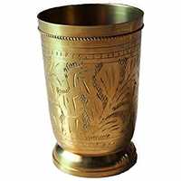 Pack Of 2 Pure Brass Luxury Finished Glass Tumbler Water Serving Purpose Brass Glass Home Hotel Drinkware Pack of 1 Size 4 Inch