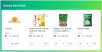 Grocery Steal Deals - 5 Items For Rs.5 ( Toor Dal + Sugar + Probiotic Cereals + Almonds + Oil )