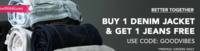 Buy 1 Denim Jacket & Get 1 Jeans FREE 