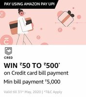 (Working for ALL) Win 50 to 500 on Credit Card Bill Payment on CRED App via Amazon UPI