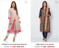 Biba women's kurta & dresses Upto 50% off + 5% extra on prepaid 