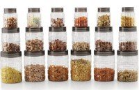 Cello Checkers Set - 300 ml, 650 ml, 1200 ml Plastic Grocery Container  (Pack of 18, Clear)