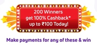 PhonePe - 200 winners get 100% cashback upto Rs.100 today