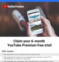Buy a Smartphone or Smart TV and get 6 month's YouTube premium free