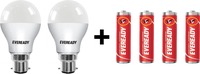 Eveready 10 watt LED bulb pack of 2 +Free 4 Eveready batteries