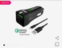 Tizum TM-C140 5V/2.4Amp, 9V/1.5 Amp, 12V/ 1Amp Car Charger (Black)