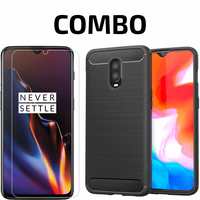POPIO Back Cover Case & Tempered Glass (Full Screen Coverage Except Edges) Combo for Oneplus 6T (Transparent Glass & Cover Combo)

